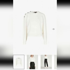 Maje "Marlina" Cropped Shoulder-snap Sweater in Ecru